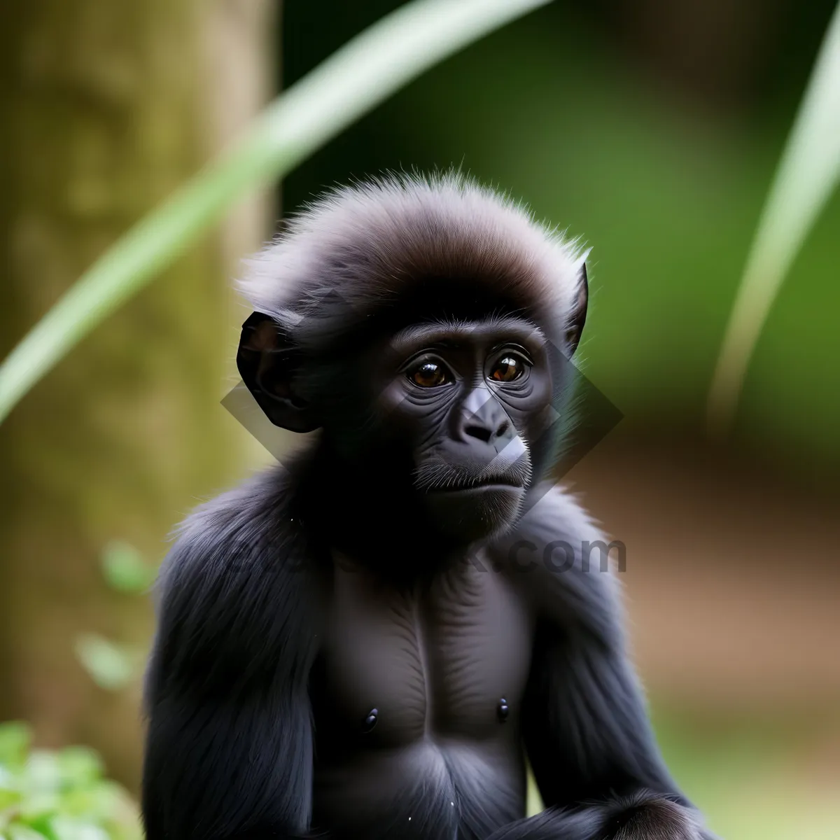 Picture of Adorable Baby Primates Exploring Vibrant Jungle