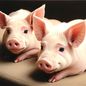 Adorable Pink Piglet on a Farm