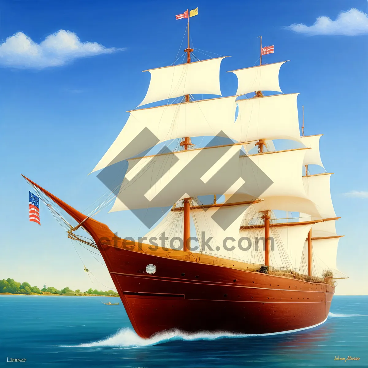 Picture of Summer Sail: Majestic Pirate Ship on the Sparkling Ocean