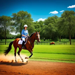 Stallion Jumping Over Polo Mallet on Field