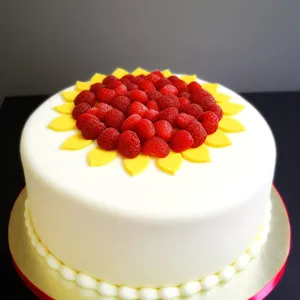 Delicious Berry Cake with Fresh Strawberries and Chocolate Drizzle