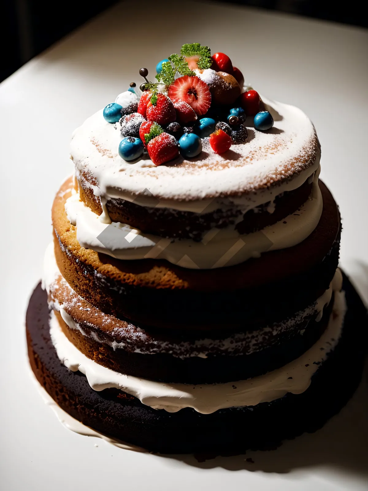 Picture of Scrumptious Fruit Berry Trifle with Chocolate and Cream