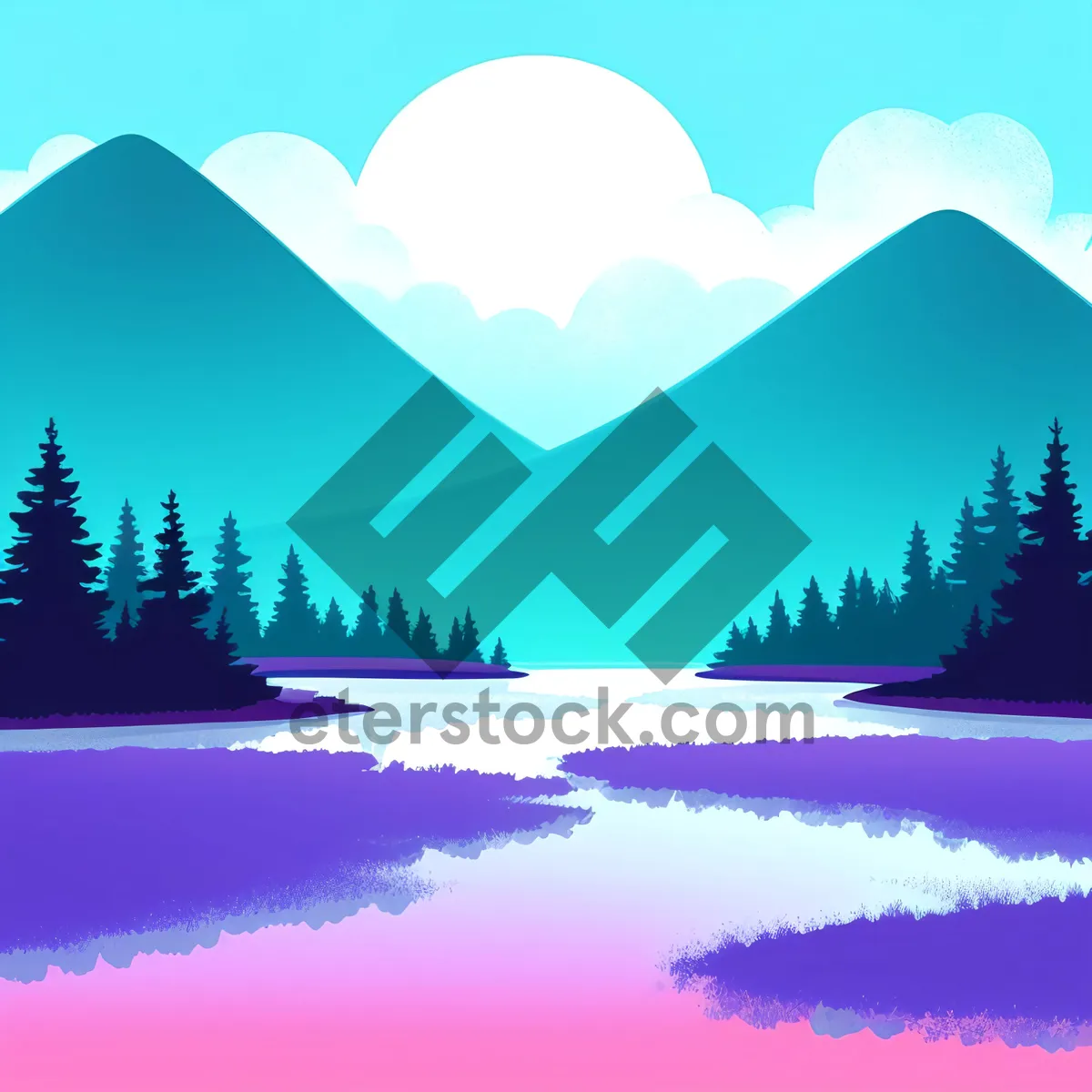 Picture of Winter Wonderland: Snowy Evergreen Skyline Art