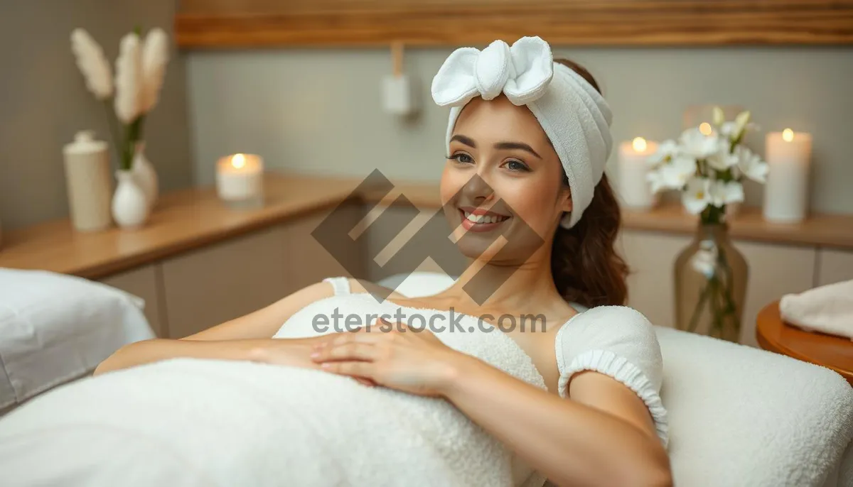 Picture of Attractive Lady Smiling in Bedroom Spa Treatment