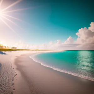 Coastal Bliss: Serene Sunset Over Turquoise Seascape