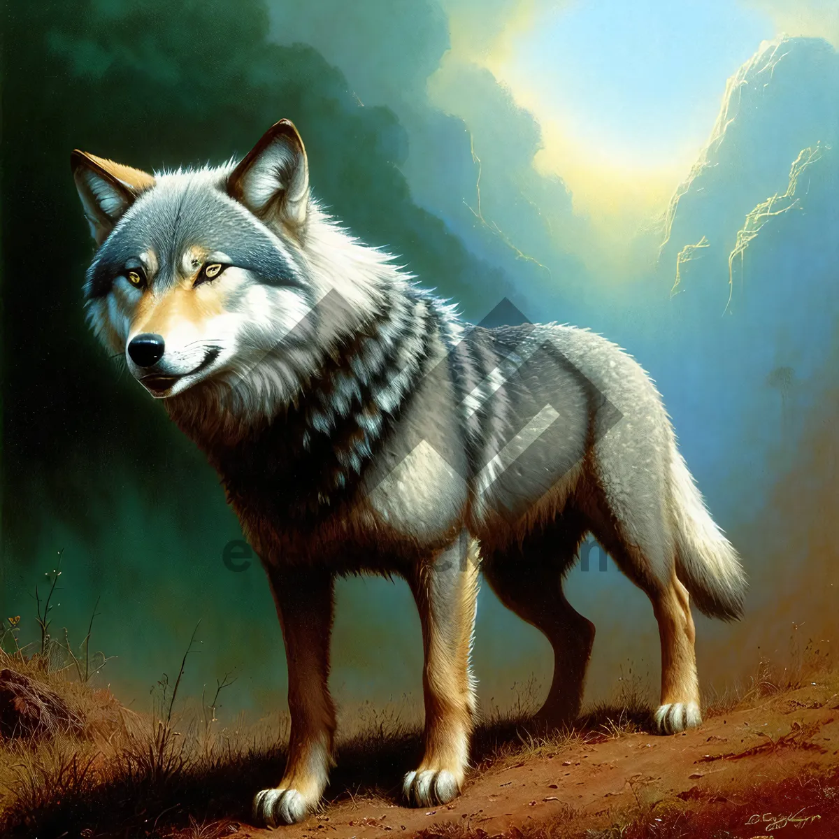 Picture of Timber Wolf - Majestic Wild Canine Predator