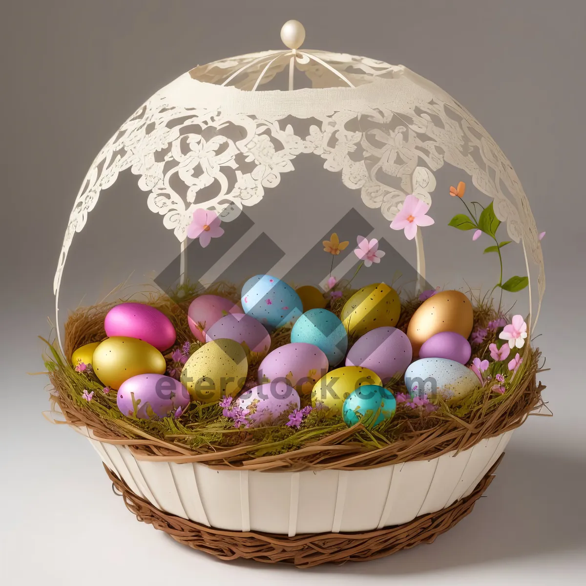 Picture of Delicious Easter treats in a rattan chocolate basket