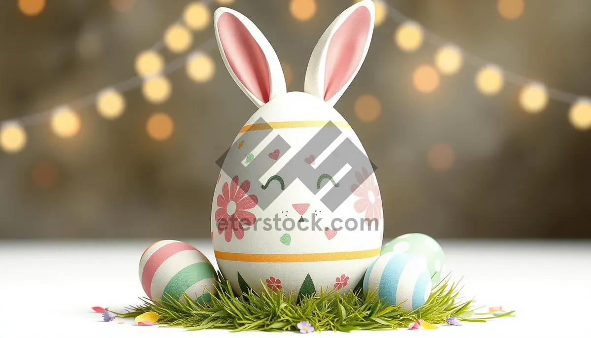 Picture of Easter Bunny Eggs Decoration for Holiday Celebration.