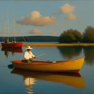 Seaside Fishing Expedition: Boats, Ocean, and Serene Sky