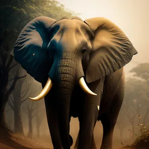 Powerful Tusker Elephant in the Wild