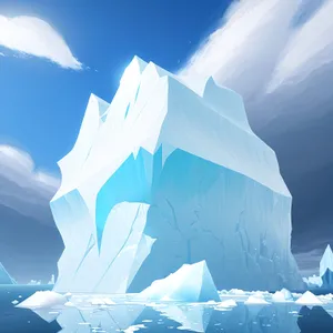 Frozen Arctic Landscape with Crystal-Blue Glacier