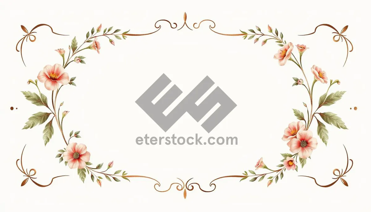 Picture of Vintage floral border design element with summer leaves.