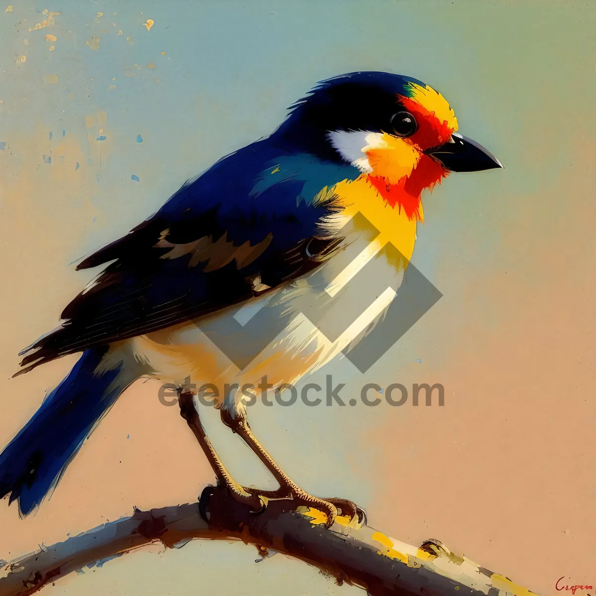 Picture of Iridescent avian beauty perched on branch