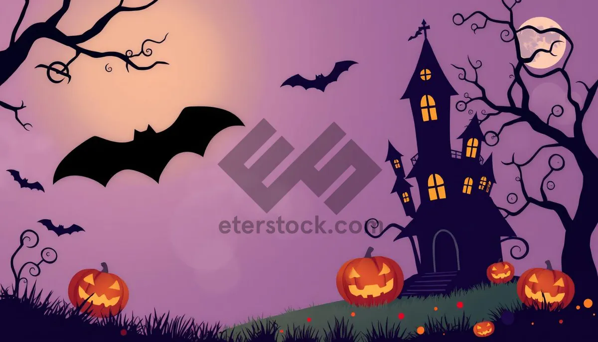 Picture of Halloween Night Sky Silhouette Cemetery Scene