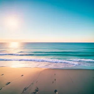 Serene Paradise: Tranquil Beachscape under Sunlit Skies