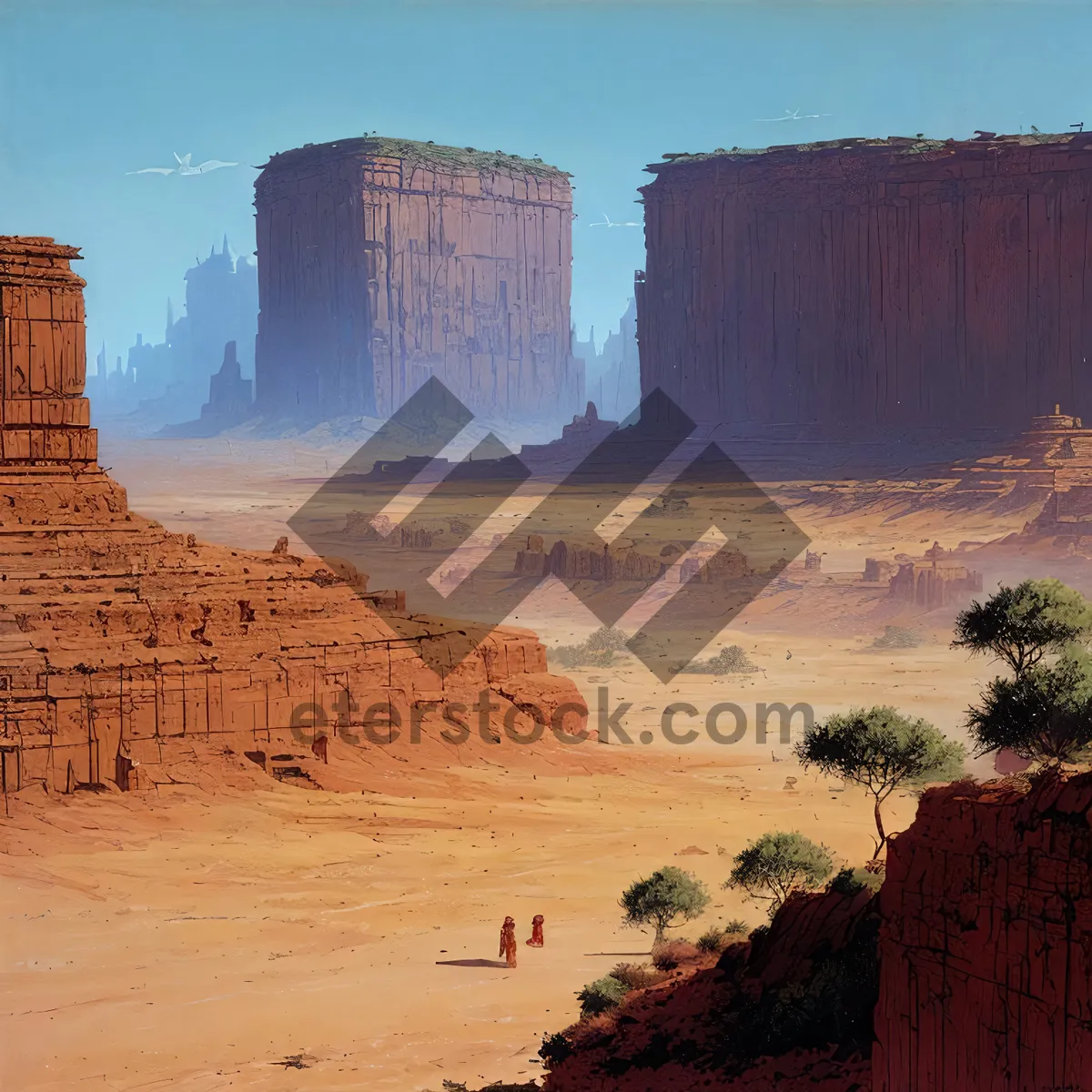 Picture of Majestic Sandstone Fortress amidst Southwest Valley