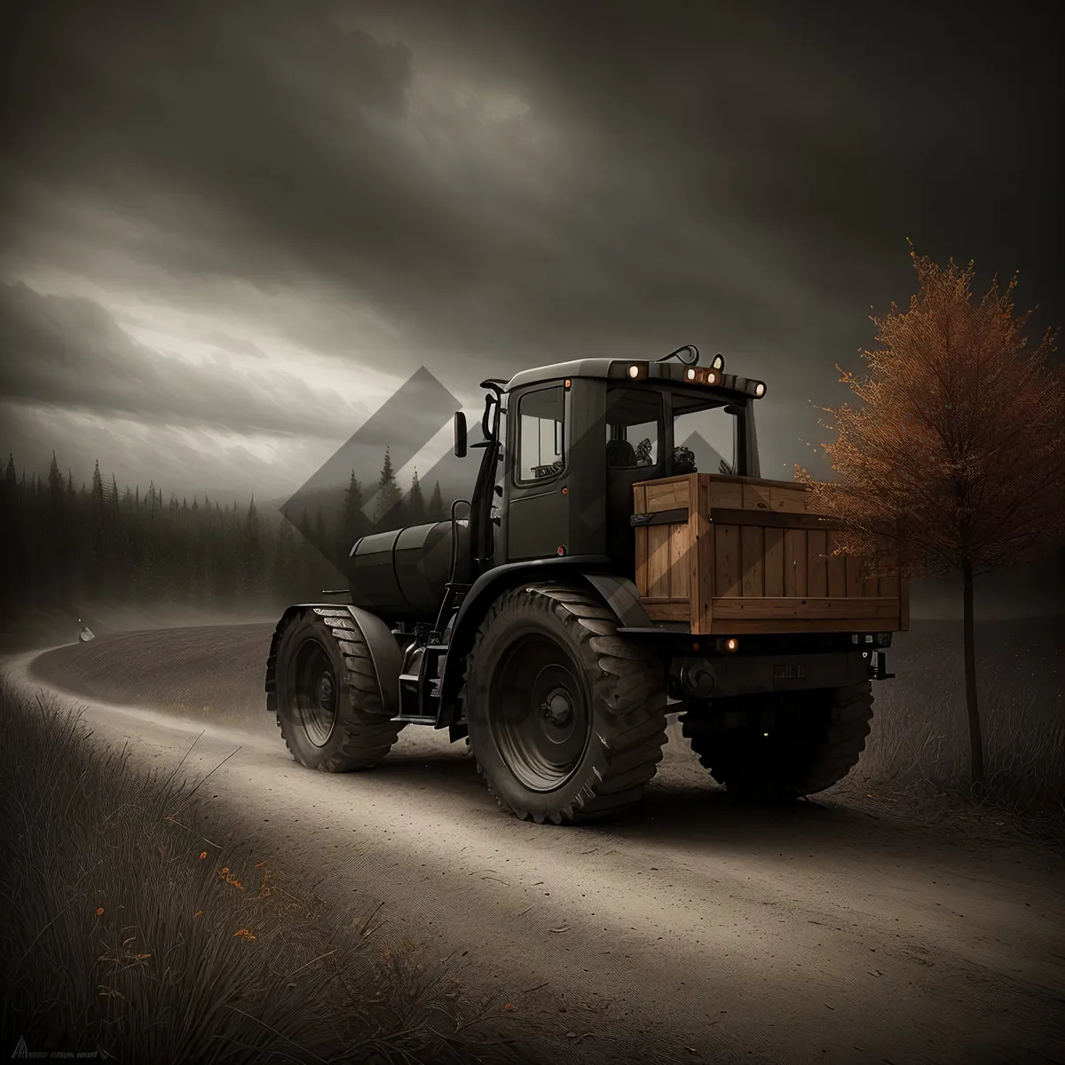 Picture of Snowplow Truck Clearing Rural Road