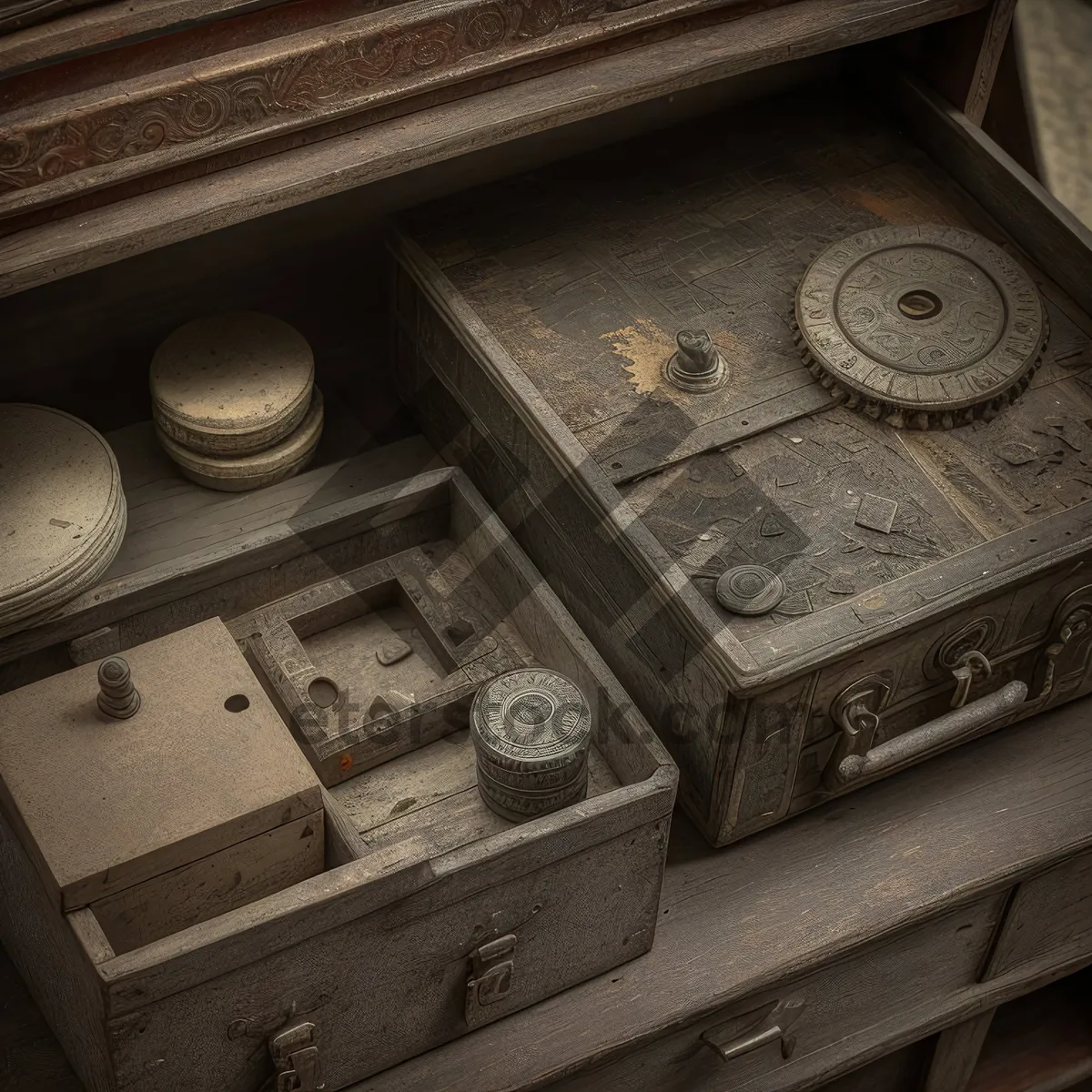 Picture of Antique Chest: Preserving History Within Ancient Architecture.