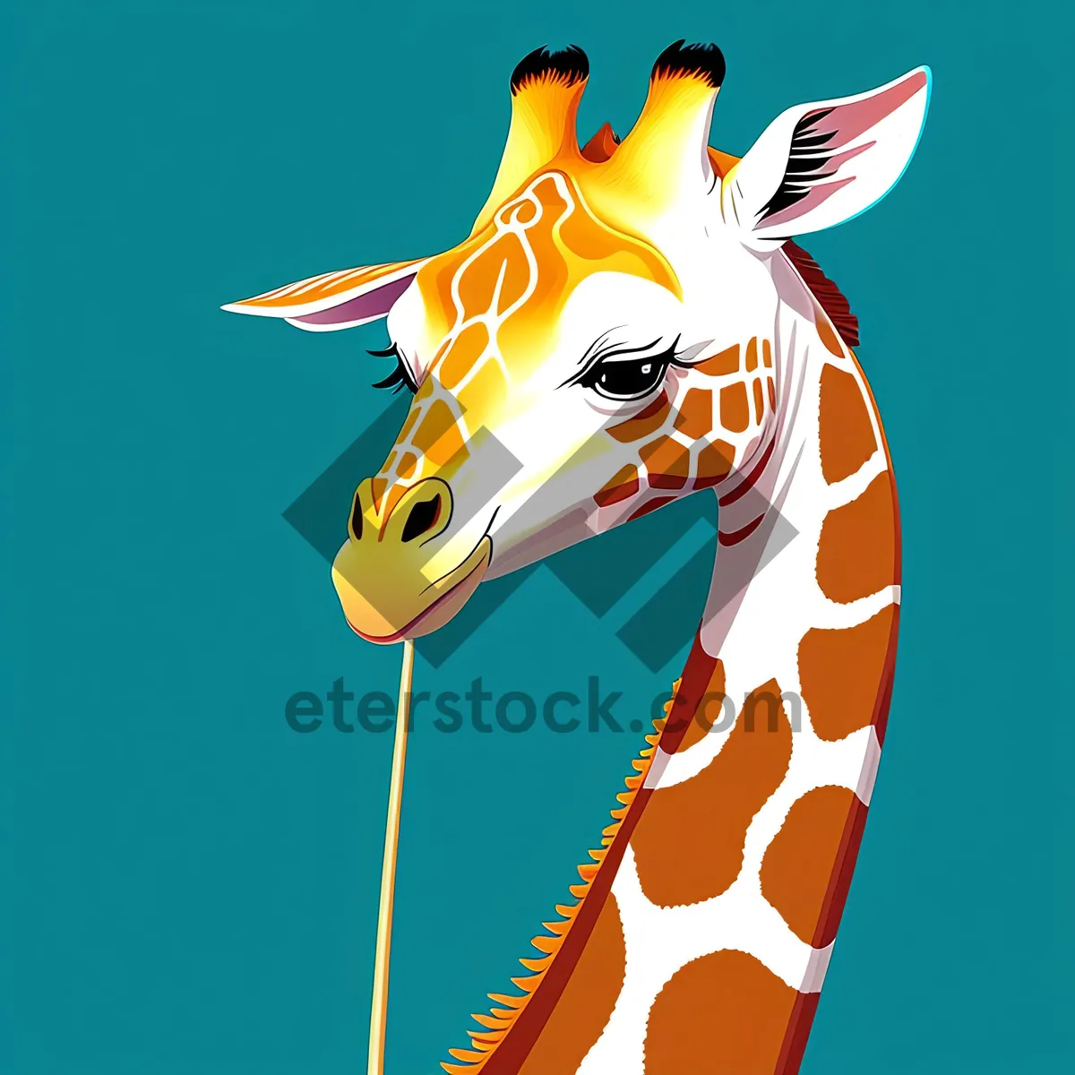 Picture of Giraffe Cartoon Art Pin with Flag