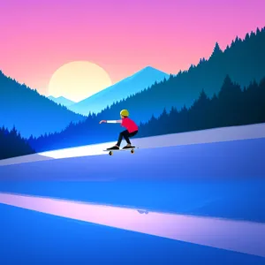 Majestic Winter Wonderland: Snowy Mountain Slope with Skier.