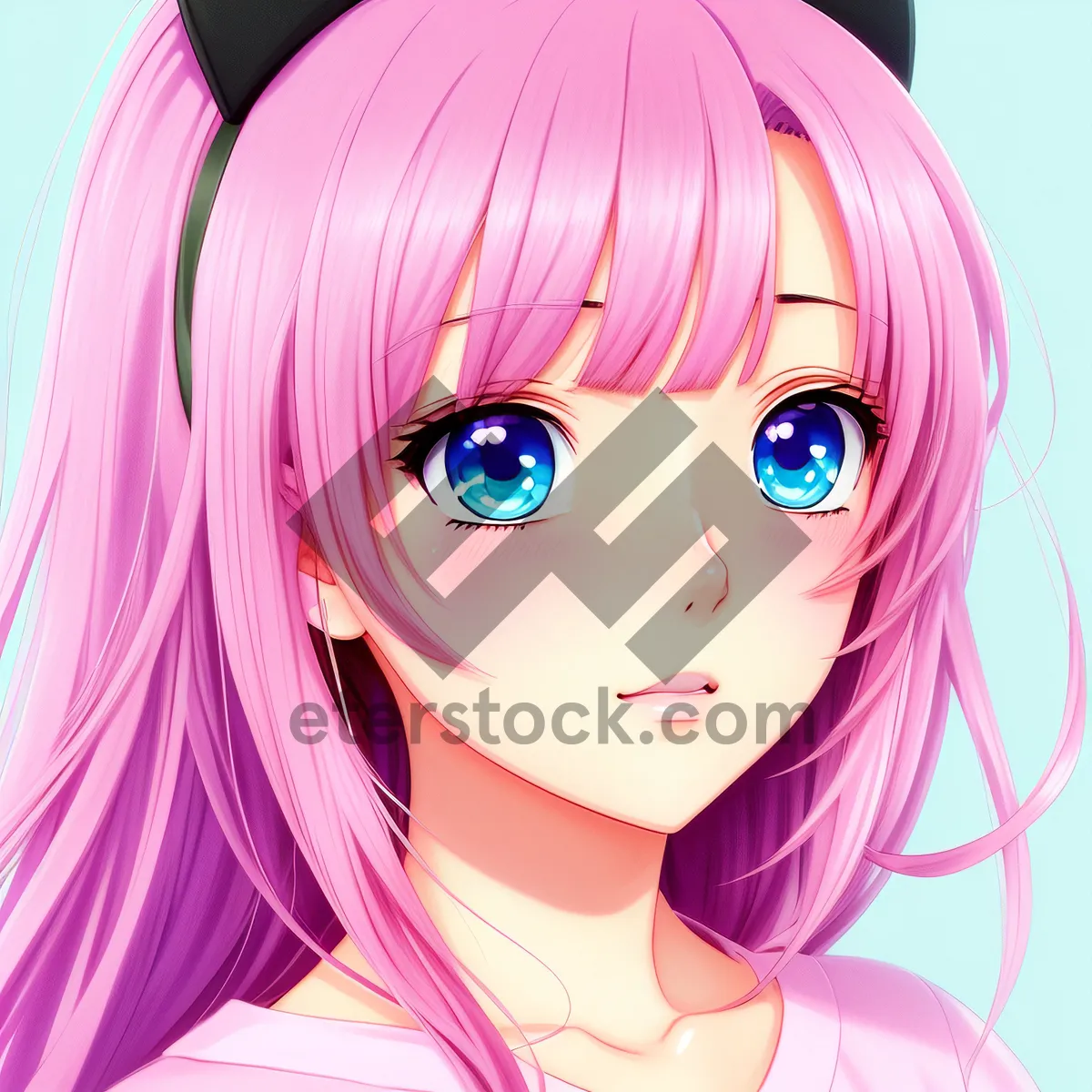 Picture of Cute Cartoon Face with Stylish Hair and Makeup