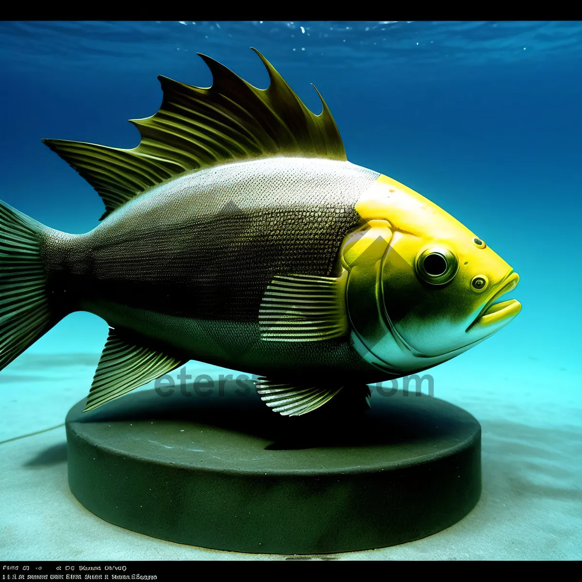 Picture of Vibrant Orange and Yellow Marine Fish Swimming in Tropical Waters.