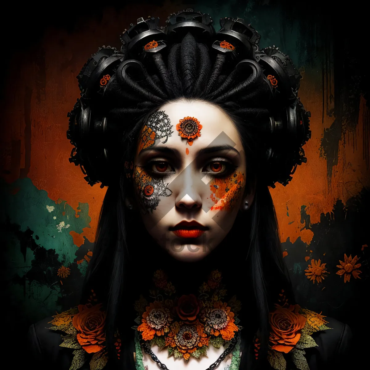 Picture of Mysterious Lady Black Mask Art Fashion Portrait