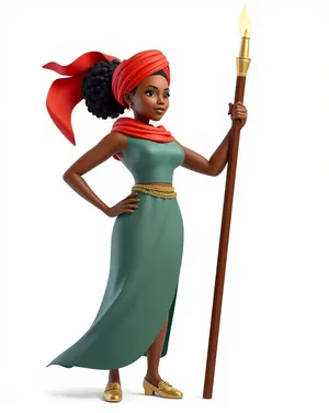 Attractive sorcerer model dancing in sexy cartoon dress.