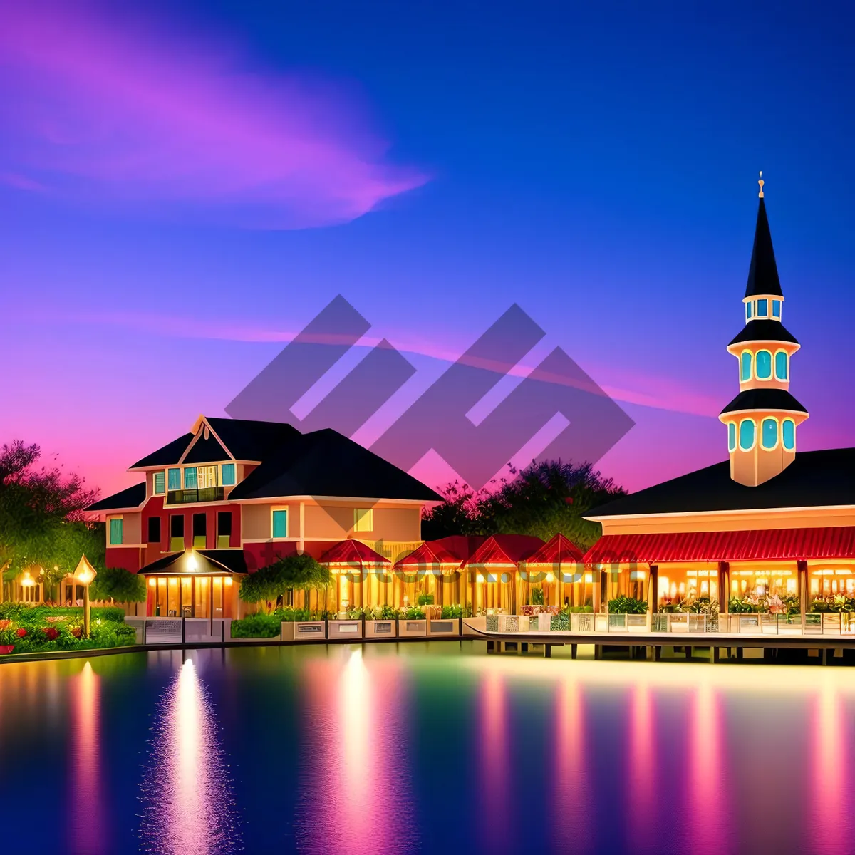 Picture of Night View of Historic Cathedral by the River