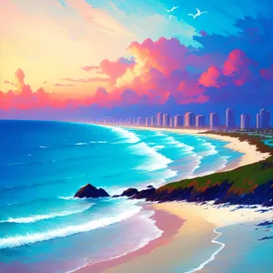 Sunset Reflection on Beach