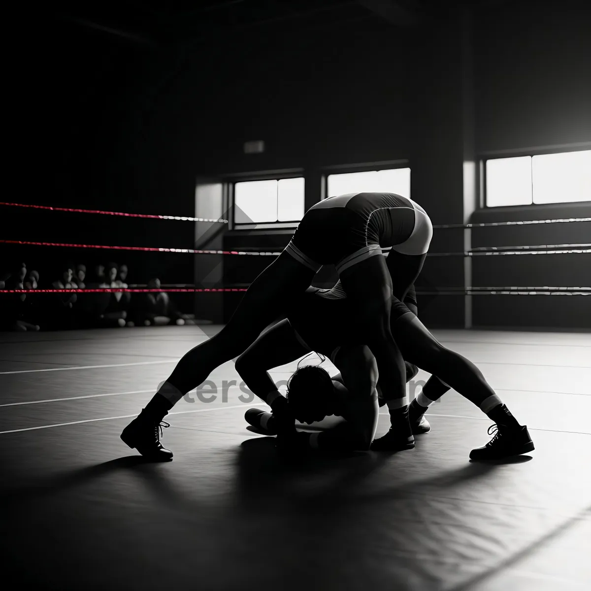 Picture of Dynamic Wrestler on Sports Mat