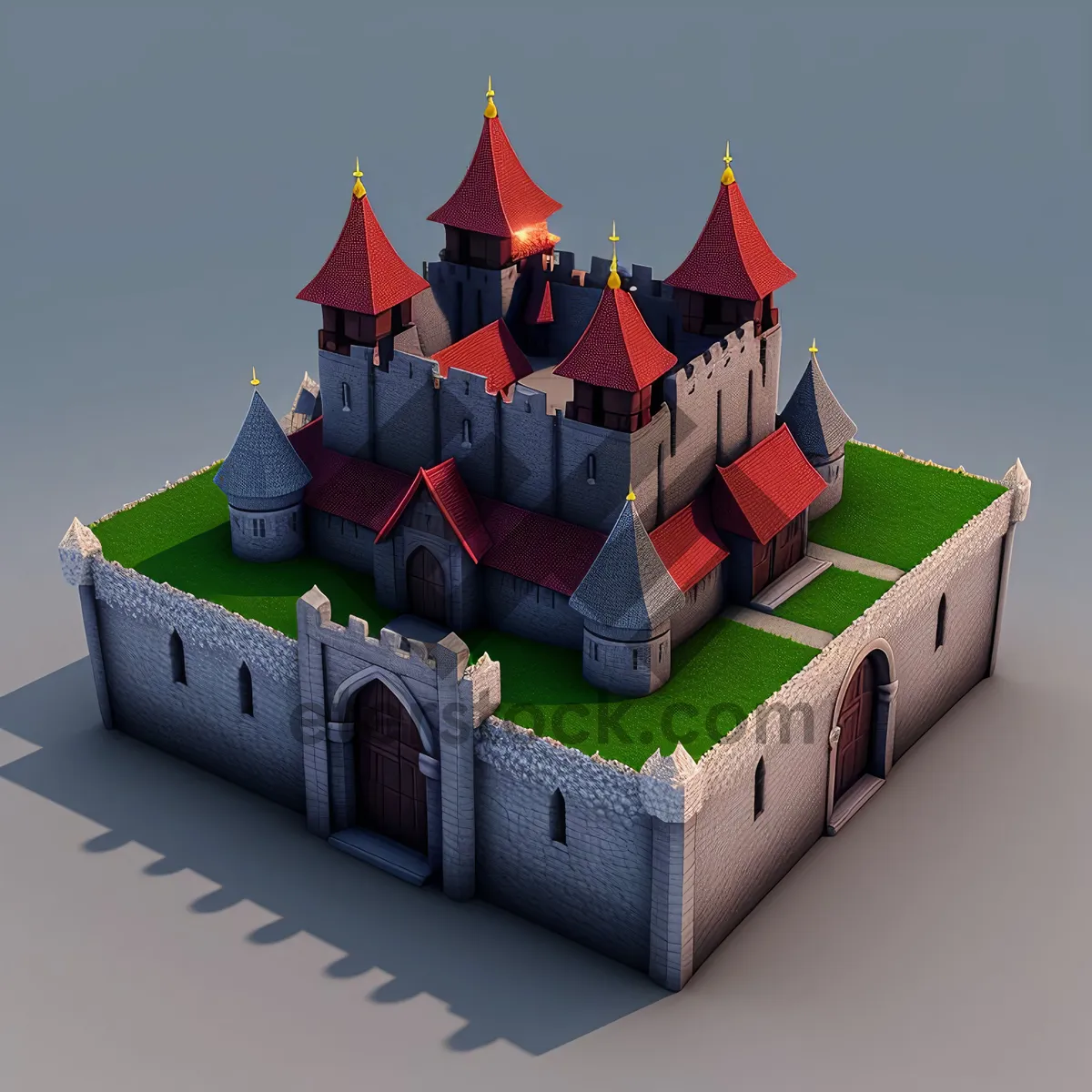 Picture of 3D Gift Box with Castle Structure and Ribbon