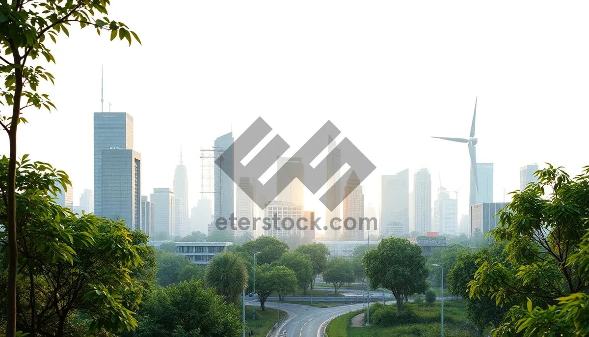 Picture of Urban skyline with mosque minaret and skyscrapers