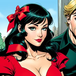 Cartoon Coquette: Fashionable, Sexy Lady with Flawless Hair