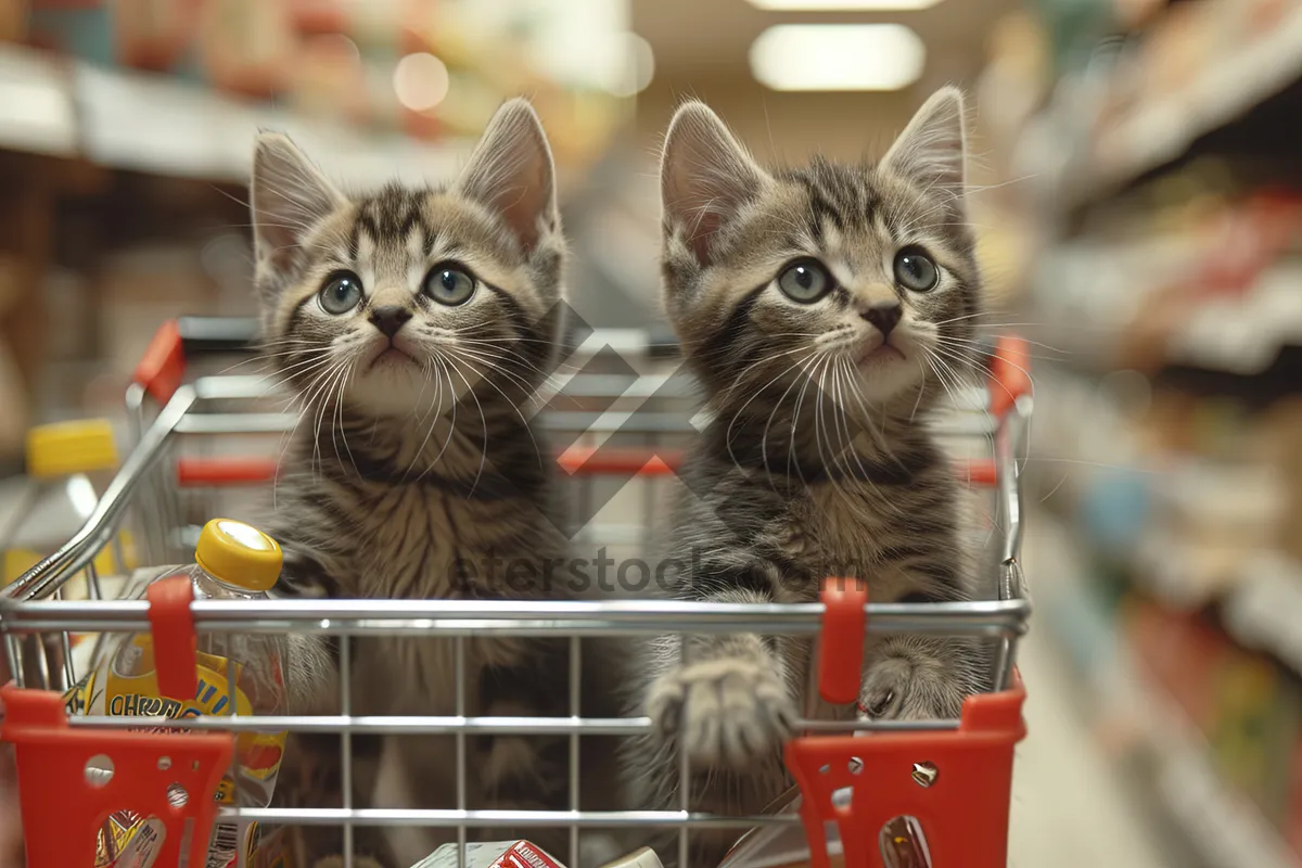 Picture of Gray Tabby Kitty with Curious Eyes and Fluffy Ears