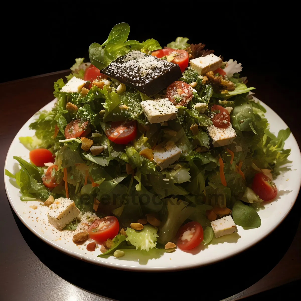 Picture of Fresh and healthy gourmet salad with cheese and vegetables