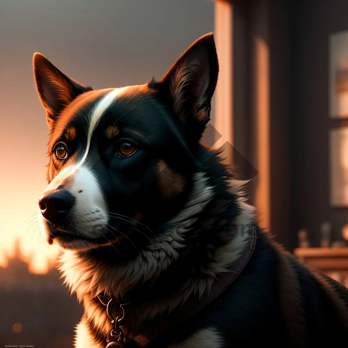 Picture of Adorable Border Collie Shepherd Dog Portrait