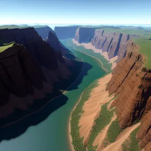 Majestic Canyon Valley Landscape with Mountain Rock