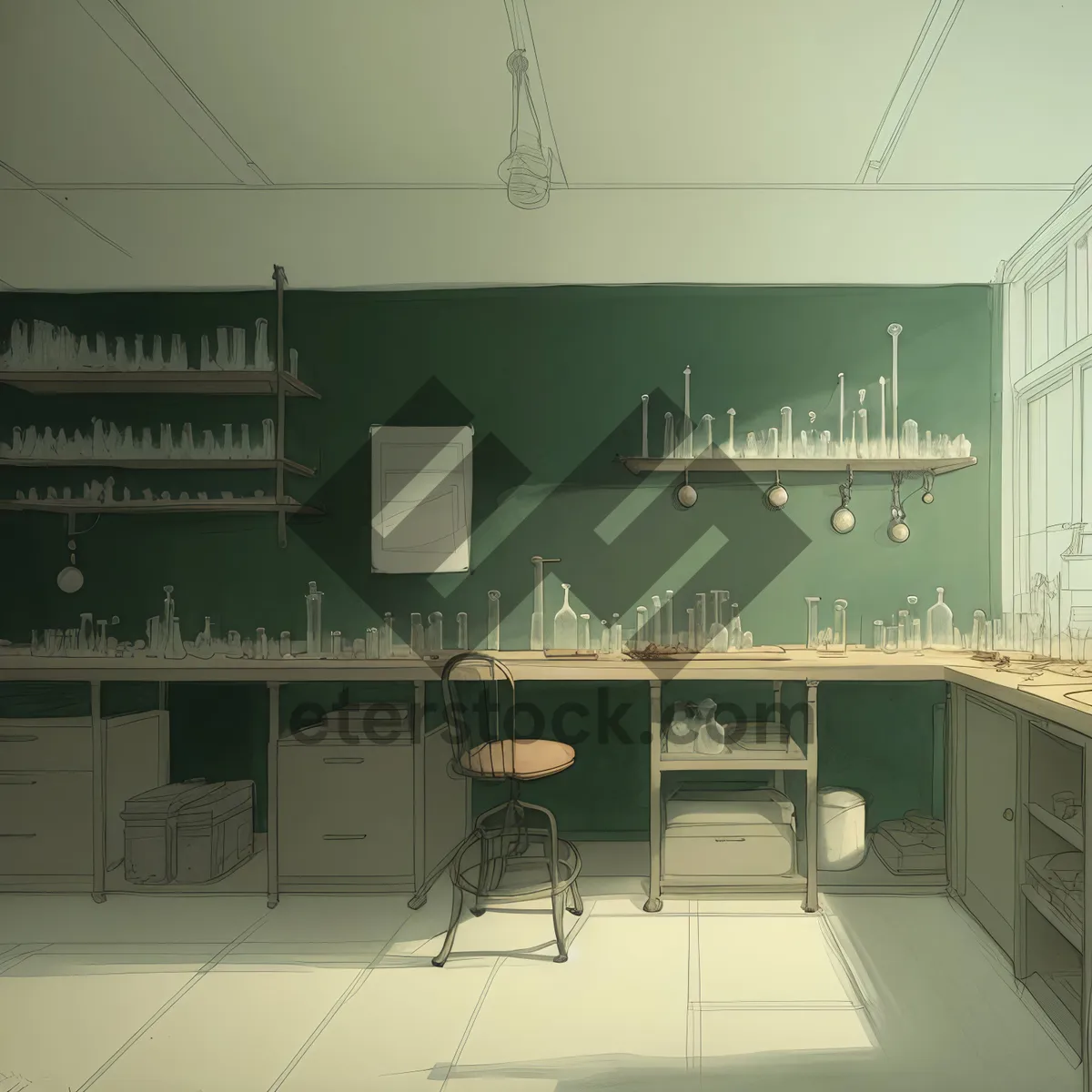 Picture of Modern Interior with Stylish Kitchen and Table