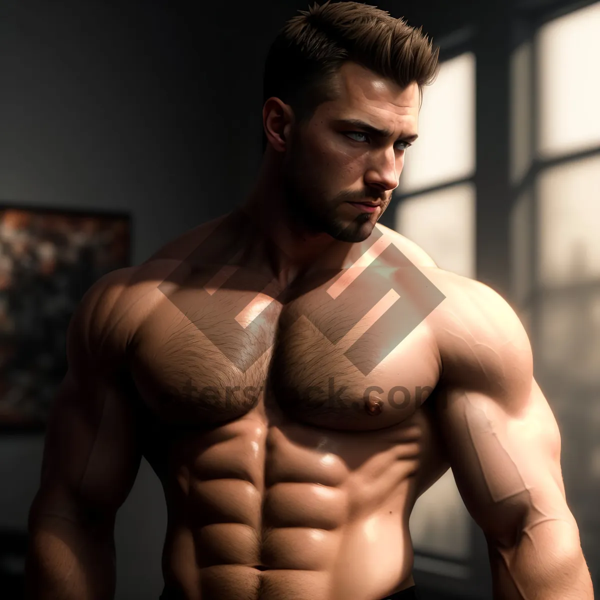 Picture of Ripped and Sexy Male Model with Athletic Build