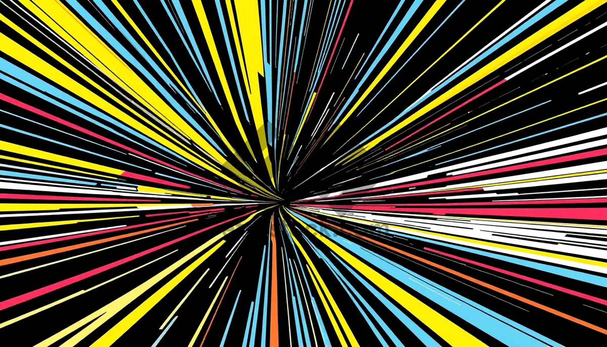 Picture of Black Fractal Explosion with Bright Colorful Lines