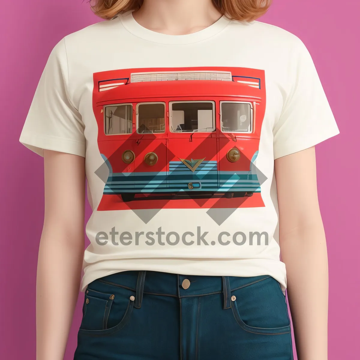 Picture of Smiling model in casual jersey shirt with camera