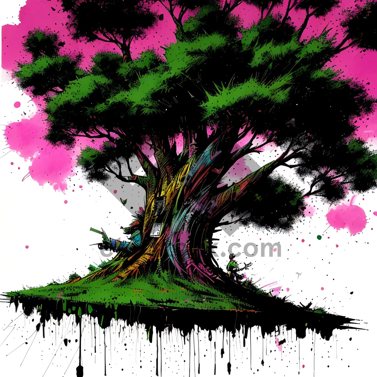 Picture of Acrylic Tree Splash: Halftone Grunge Design Decoration