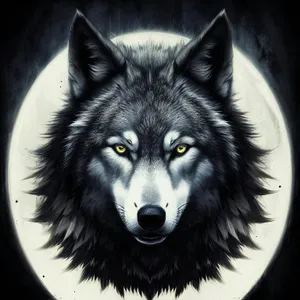Majestic White Timber Wolf: Fierce Carnivorous Predator with Fiery Eyes
