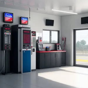 Modern 3D Cash Machine Inside Office Building