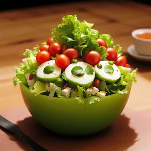Fresh Vegetarian Salad with Tomato and Cheese