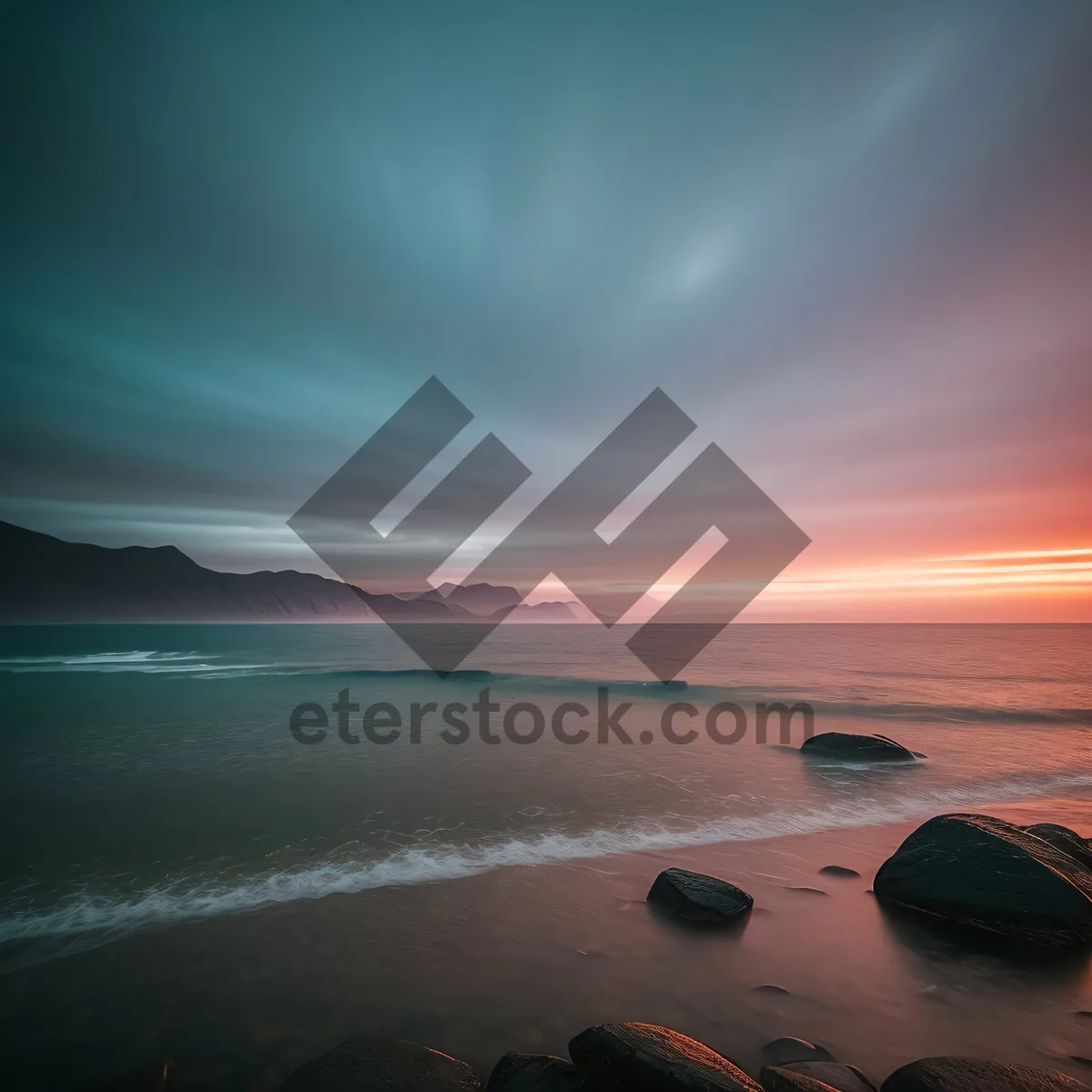 Picture of Golden Beach Sunset Over Ocean