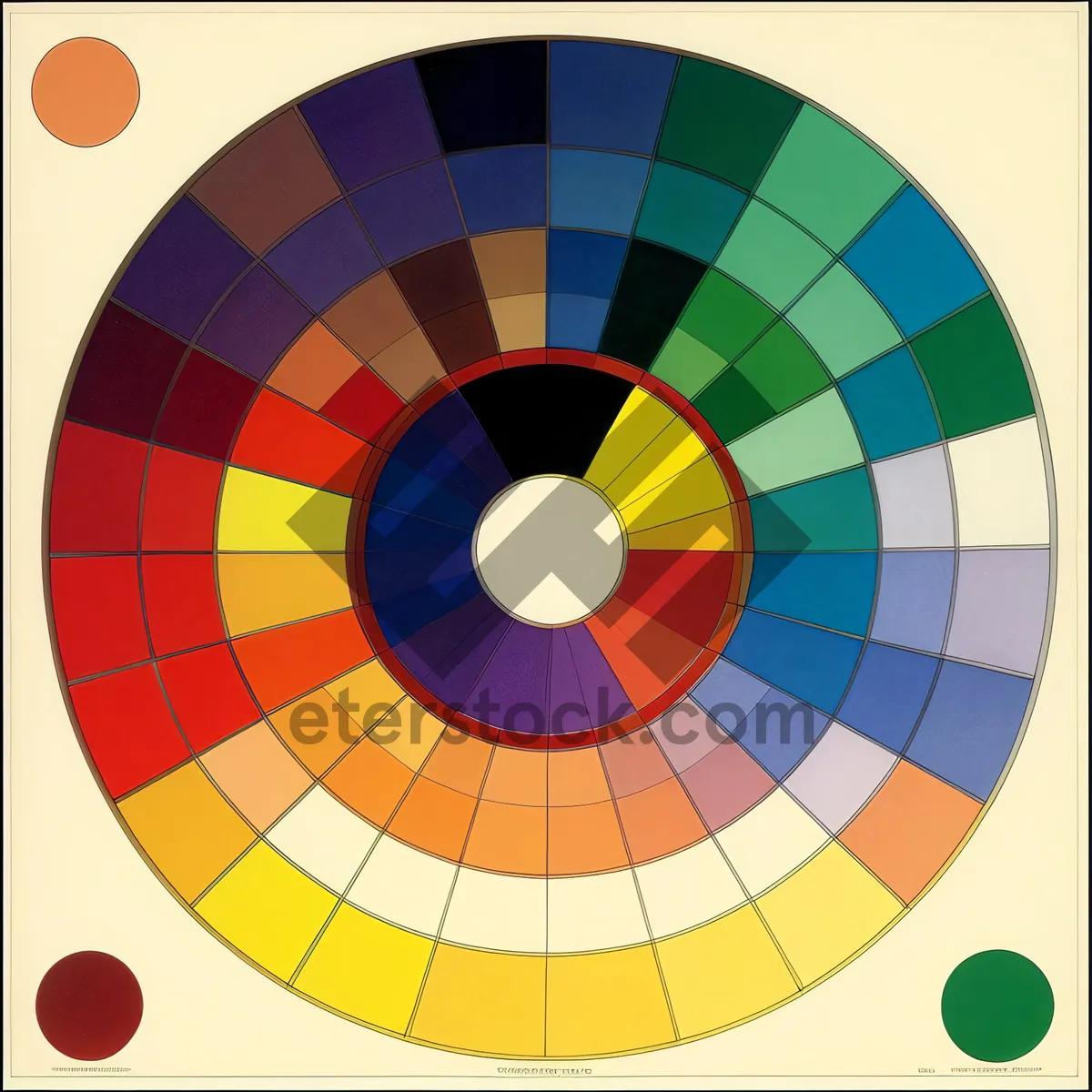 Picture of Colorful Mosaic Swatch: Vibrant Circle Rainbow Art.