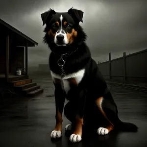 Adorable Black Swiss Mountain Dog Puppy Portrait