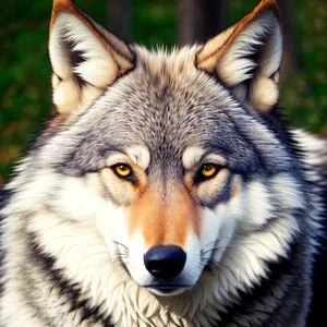 Fierce Furry Timber Wolf with Piercing Eyes